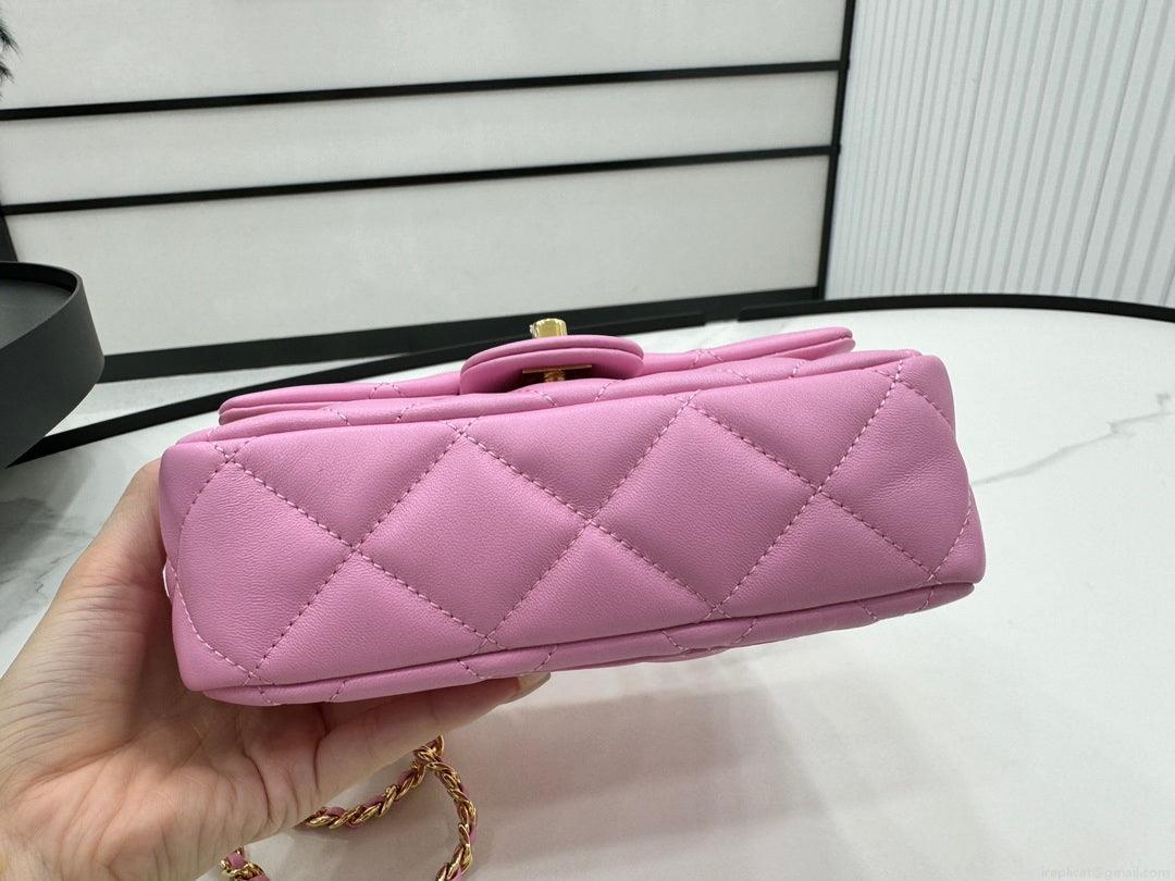 Chanel AS4848 Mini Flap bag With top handle Rose Red