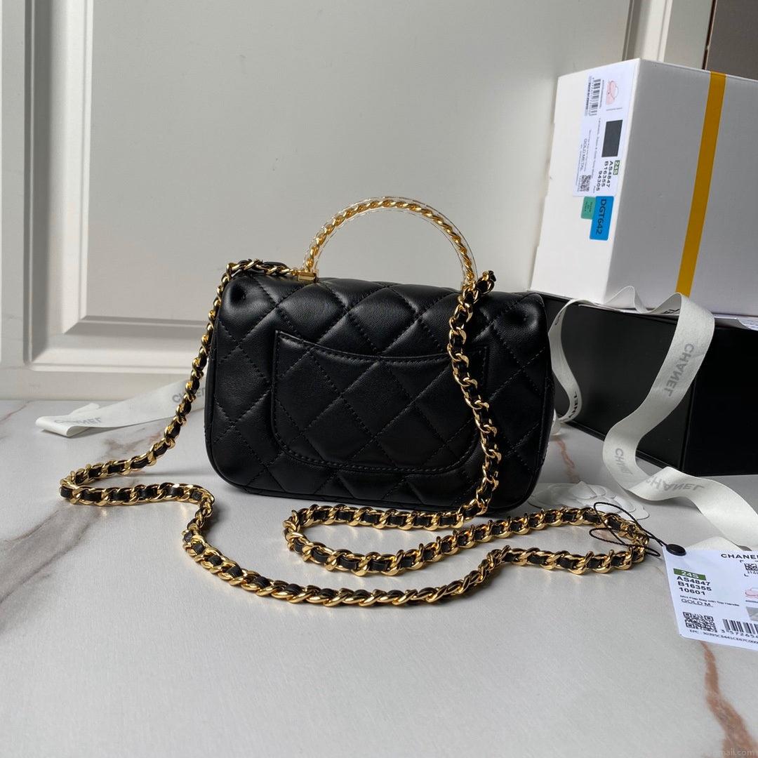 Chanel AS4847 Mini Flap bag With top handle Black
