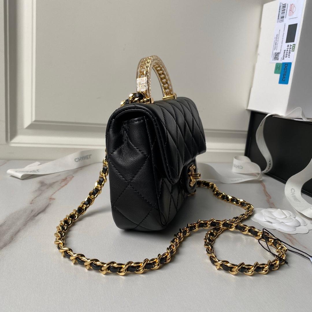 Chanel AS4847 Mini Flap bag With top handle Black