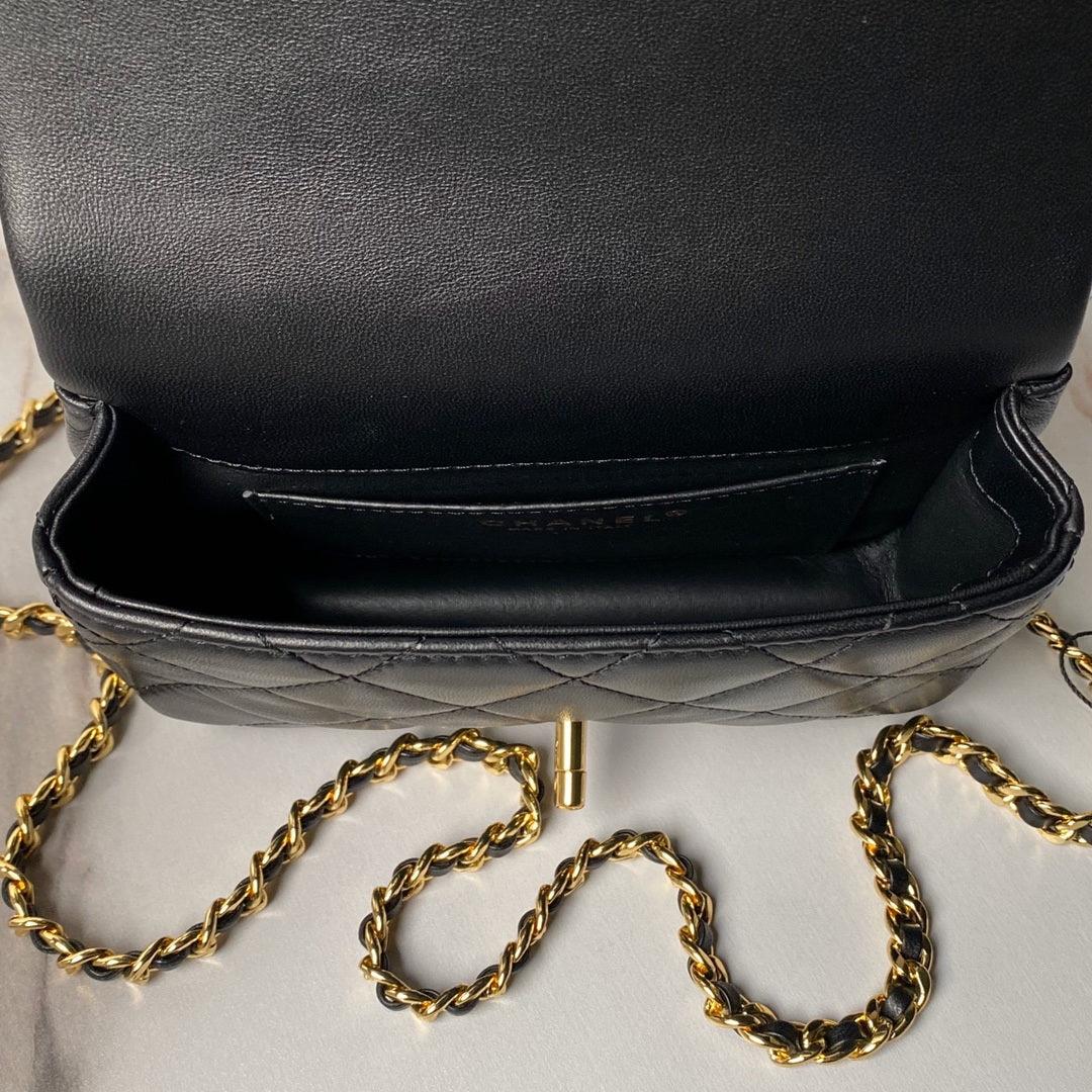 Chanel AS4847 Mini Flap bag With top handle Black