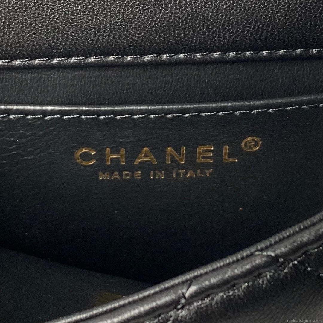 Chanel AS4847 Mini Flap bag With top handle Black
