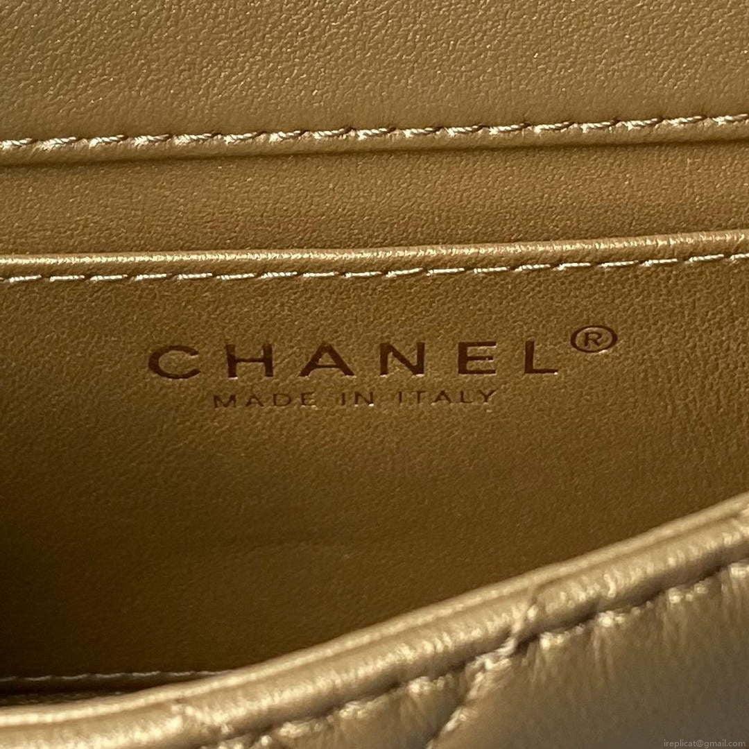 Chanel AS4847 Mini Flap bag With top handle Gold