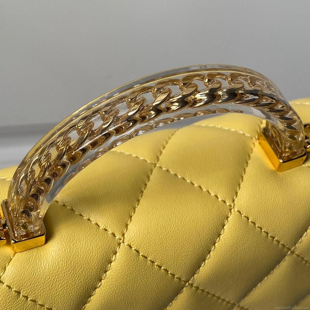 Chanel AS4847 Mini Flap bag With top handle Yellow