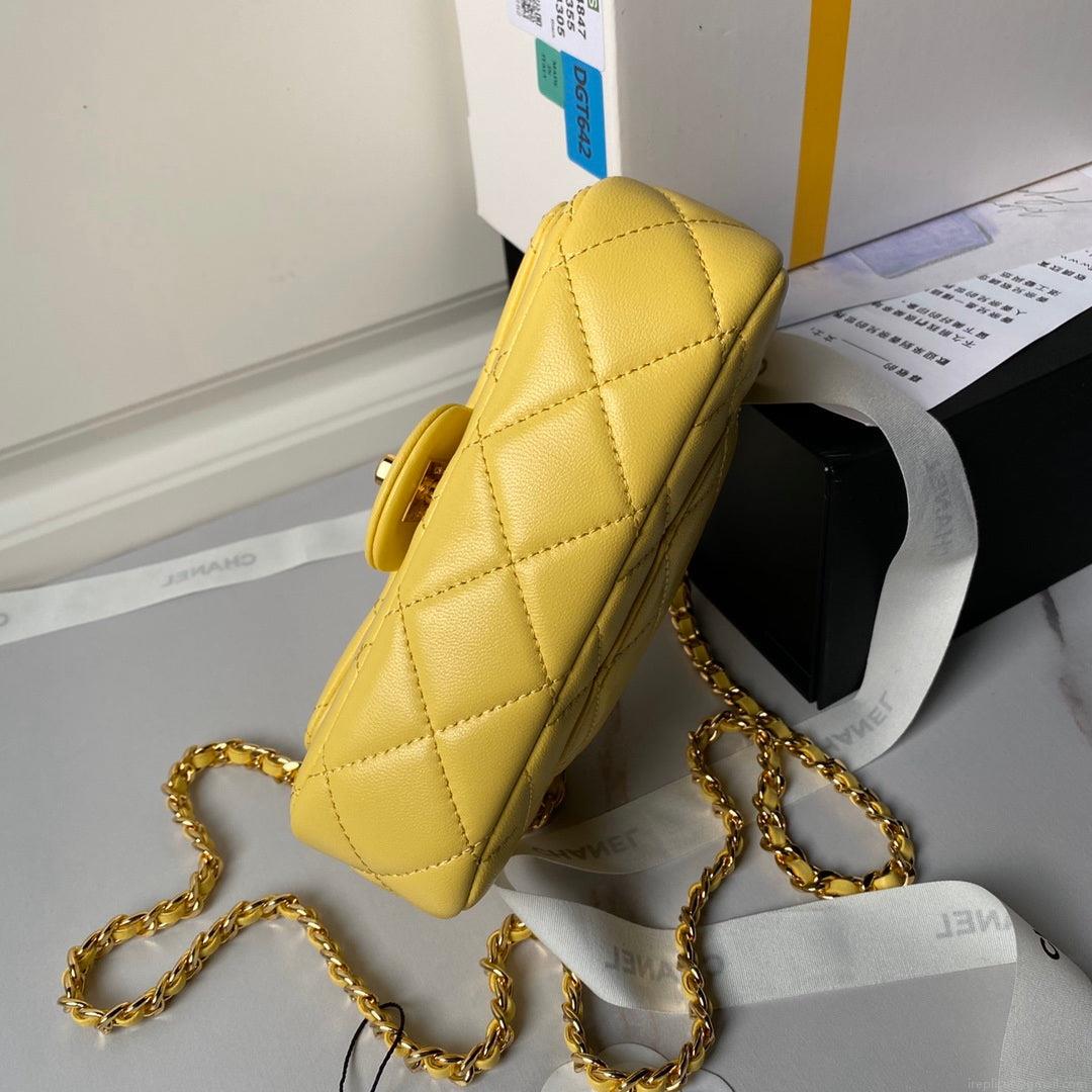 Chanel AS4847 Mini Flap bag With top handle Yellow