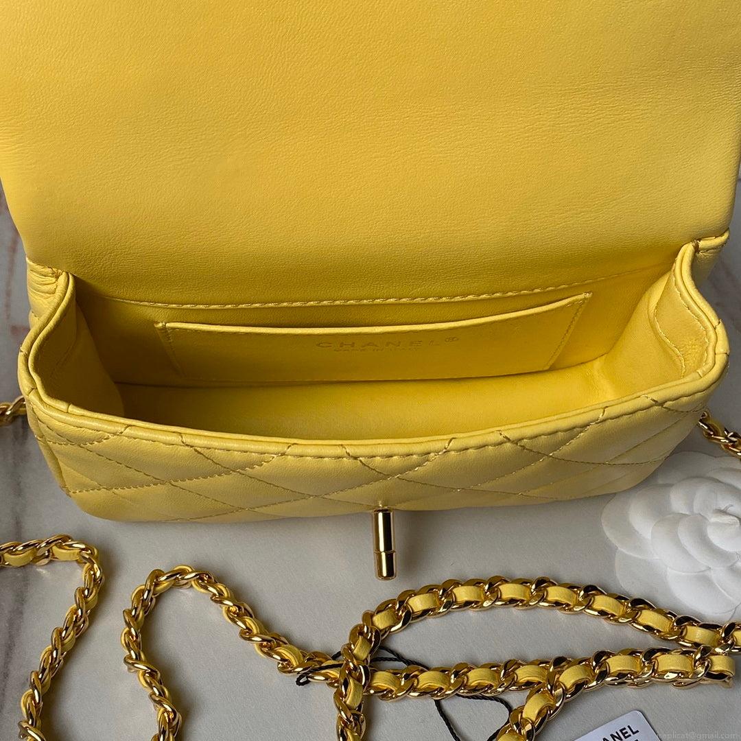 Chanel AS4847 Mini Flap bag With top handle Yellow
