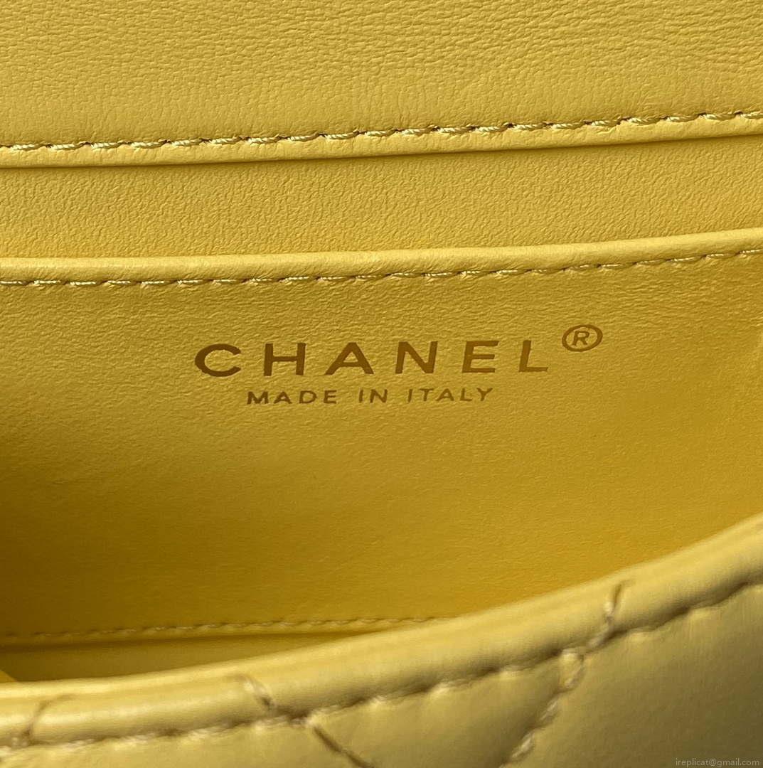 Chanel AS4847 Mini Flap bag With top handle Yellow