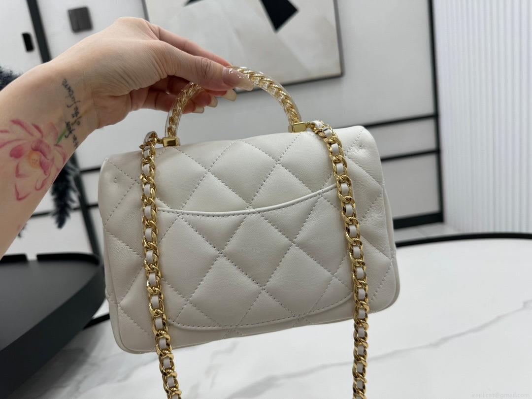 Chanel AS4848 Mini Flap bag With top handle White