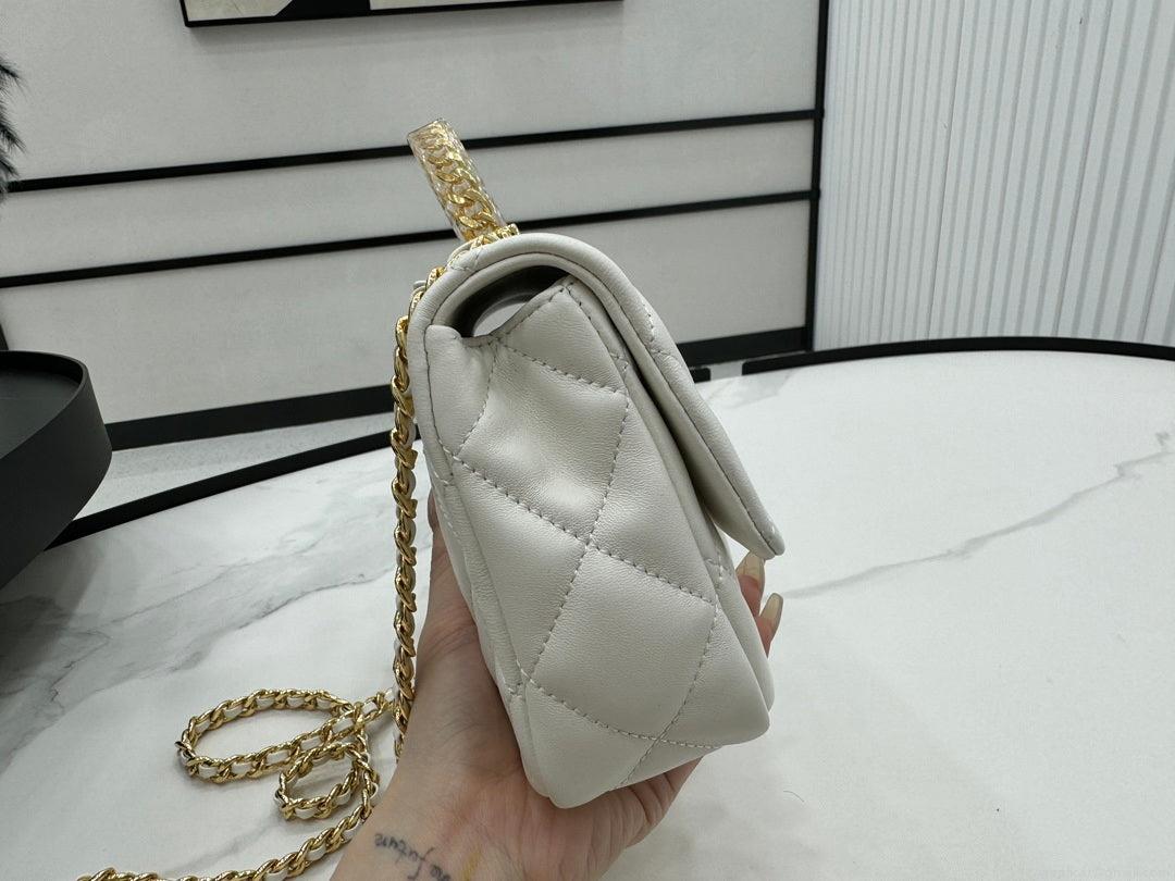 Chanel AS4848 Mini Flap bag With top handle White