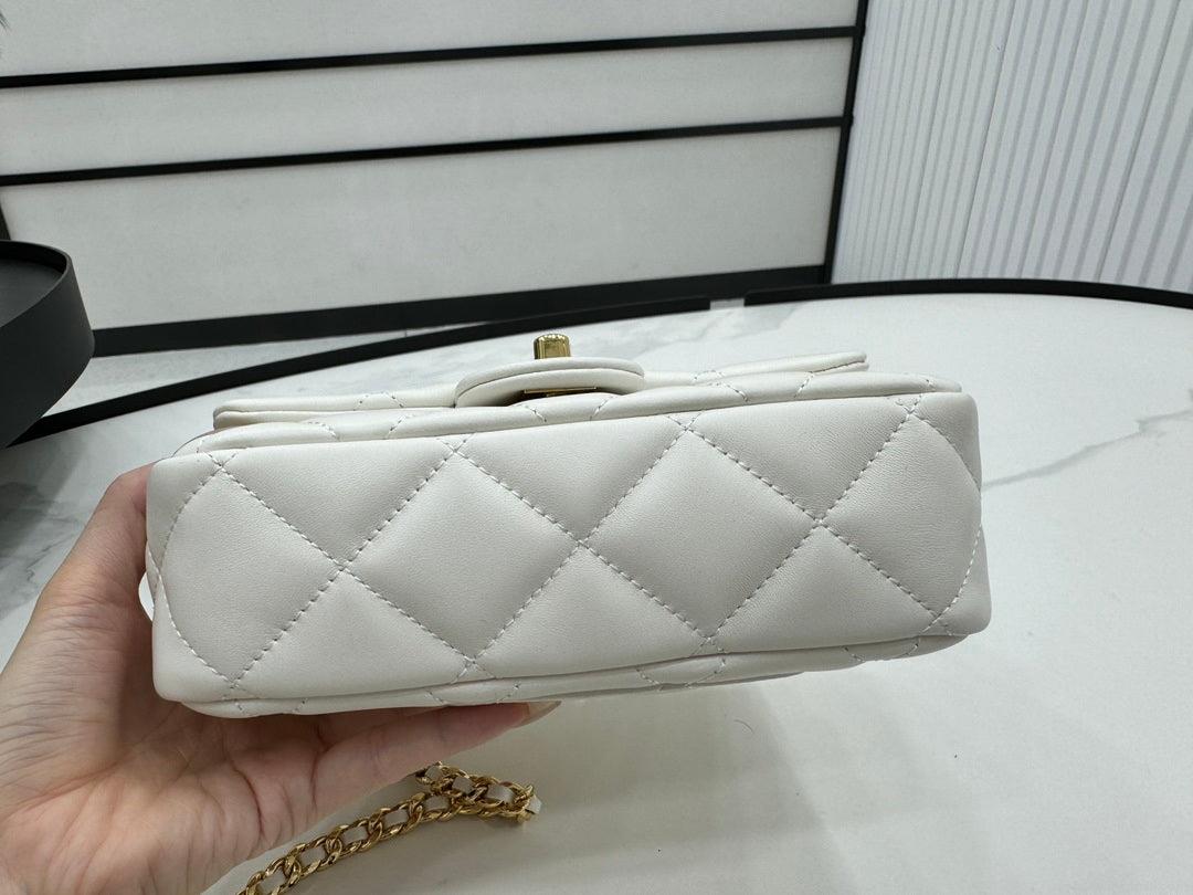 Chanel AS4848 Mini Flap bag With top handle White