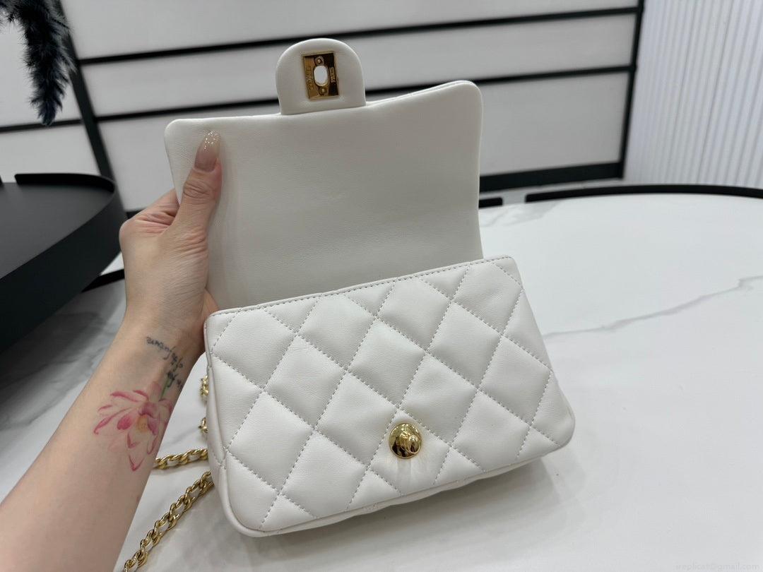 Chanel AS4848 Mini Flap bag With top handle White