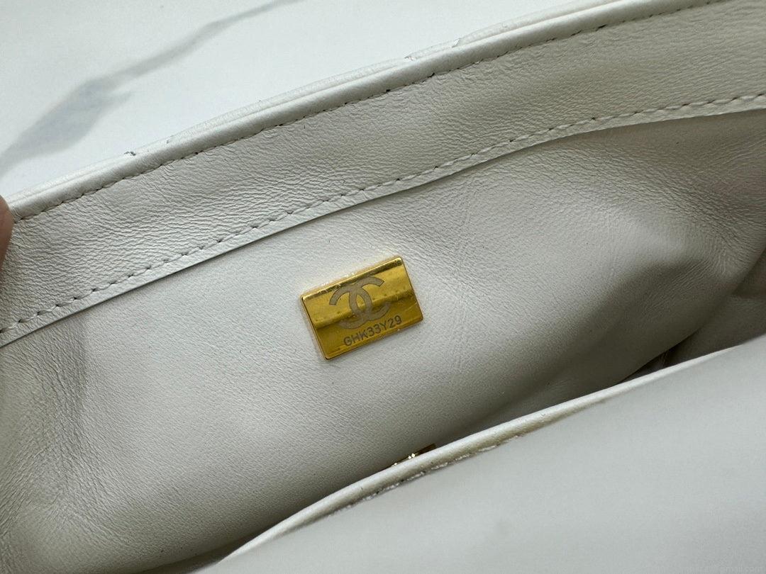 Chanel AS4848 Mini Flap bag With top handle White