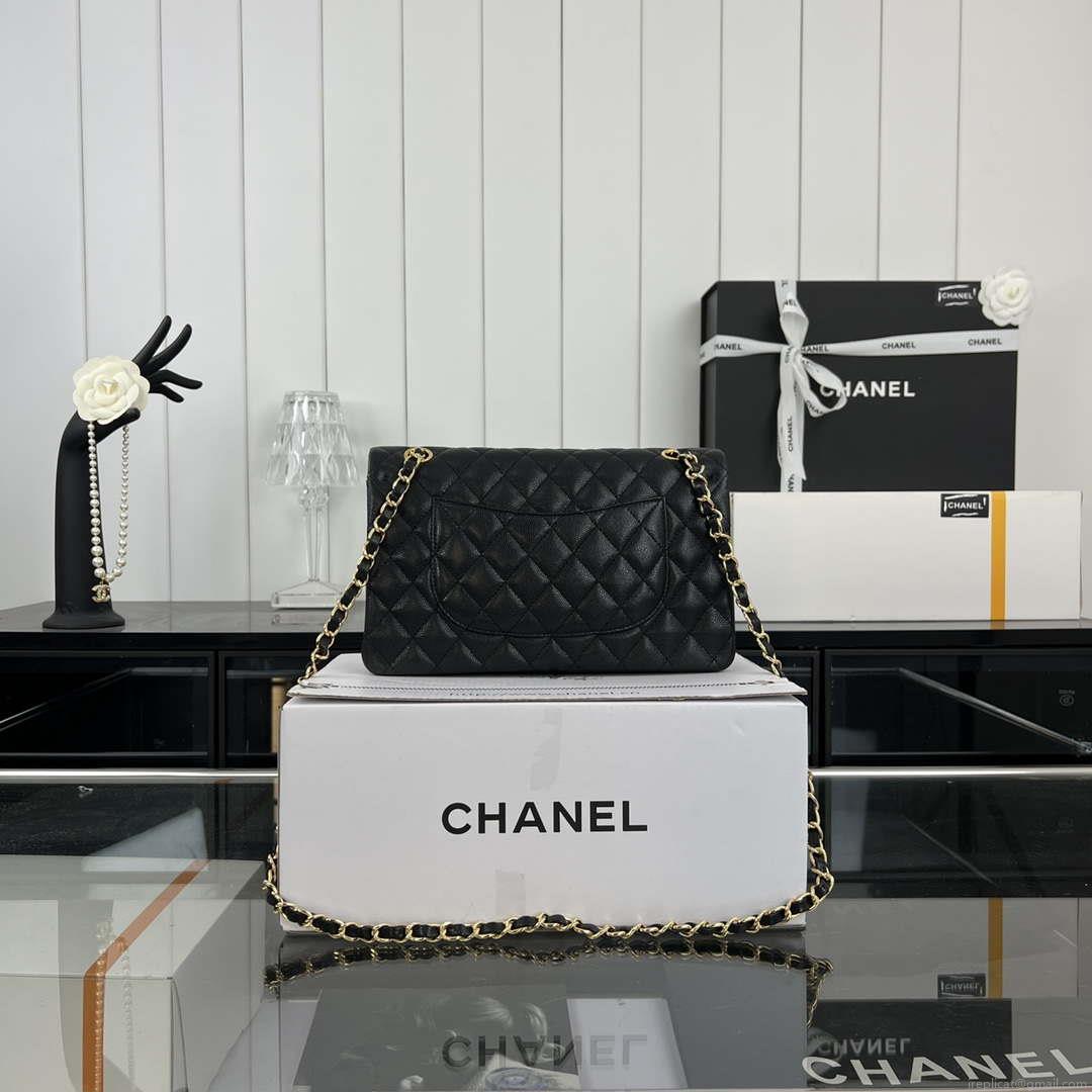 Chanel A01112 Flap Classic 11.12 Handbag Grained Calfskin & Gold-Tone Metal Black