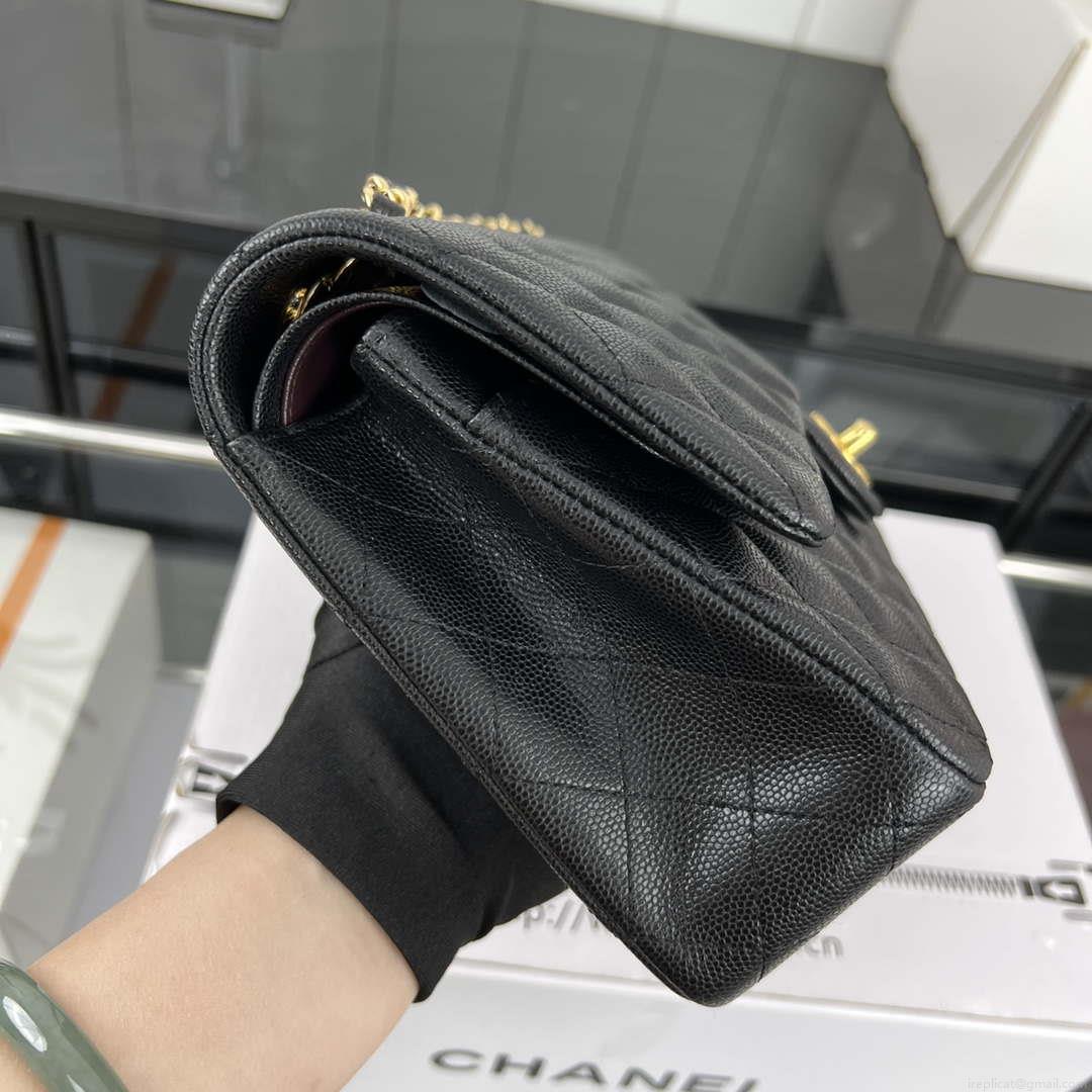 Chanel A01112 Flap Classic 11.12 Handbag Grained Calfskin & Gold-Tone Metal Black