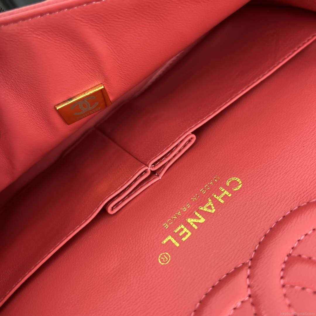 Chanel A01112 Flap Classic 11.12 Handbag Grained Calfskin & Gold-Tone Metal Red