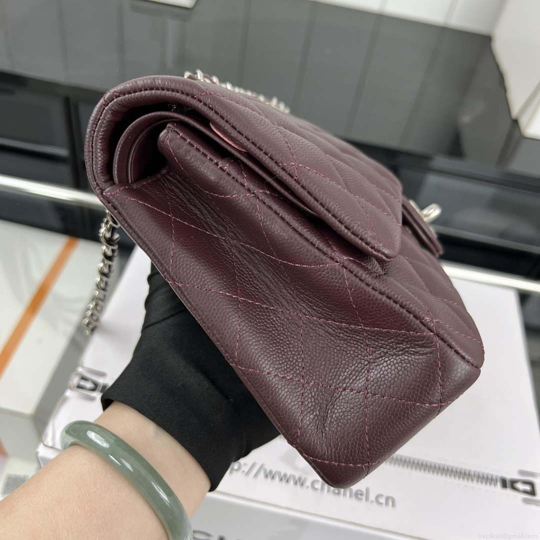 Chanel A01112 Flap Classic 11.12 Handbag Grained Calfskin & Silver-Tone Metal Dark Brown