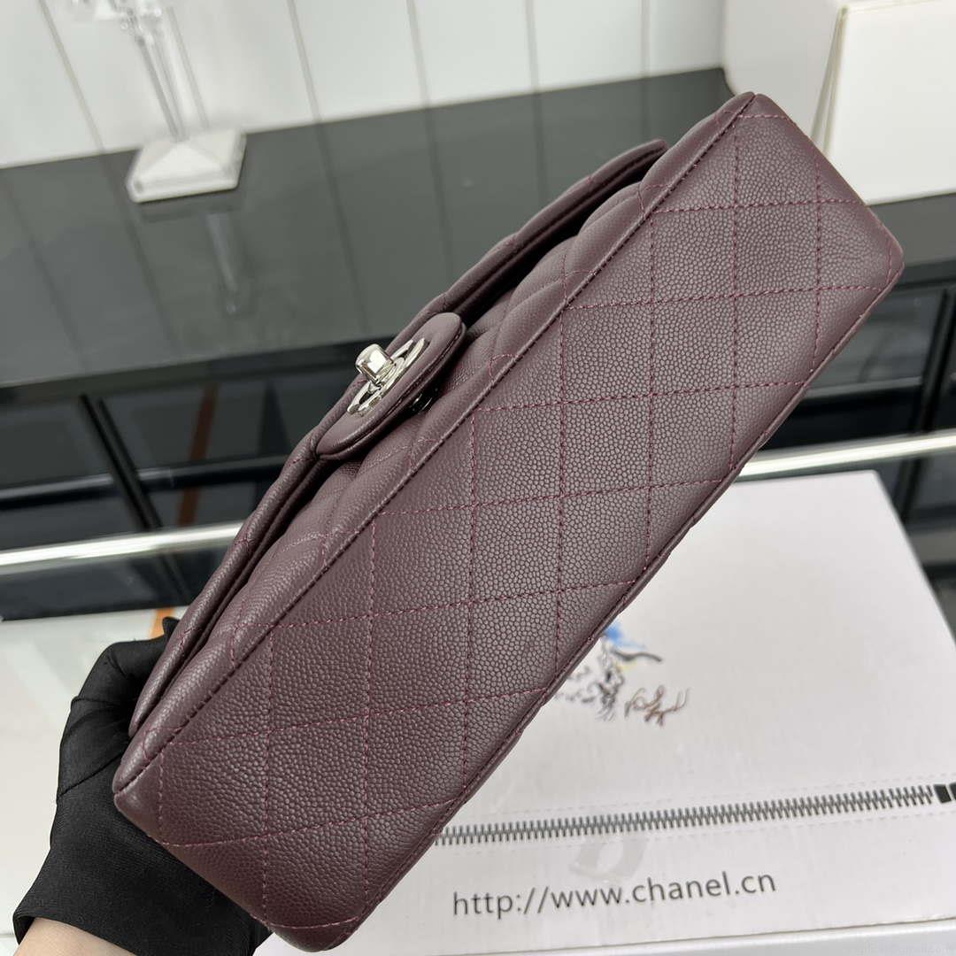 Chanel A01112 Flap Classic 11.12 Handbag Grained Calfskin & Silver-Tone Metal Dark Brown