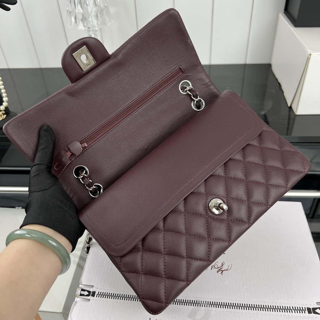 Chanel A01112 Flap Classic 11.12 Handbag Grained Calfskin & Silver-Tone Metal Dark Brown