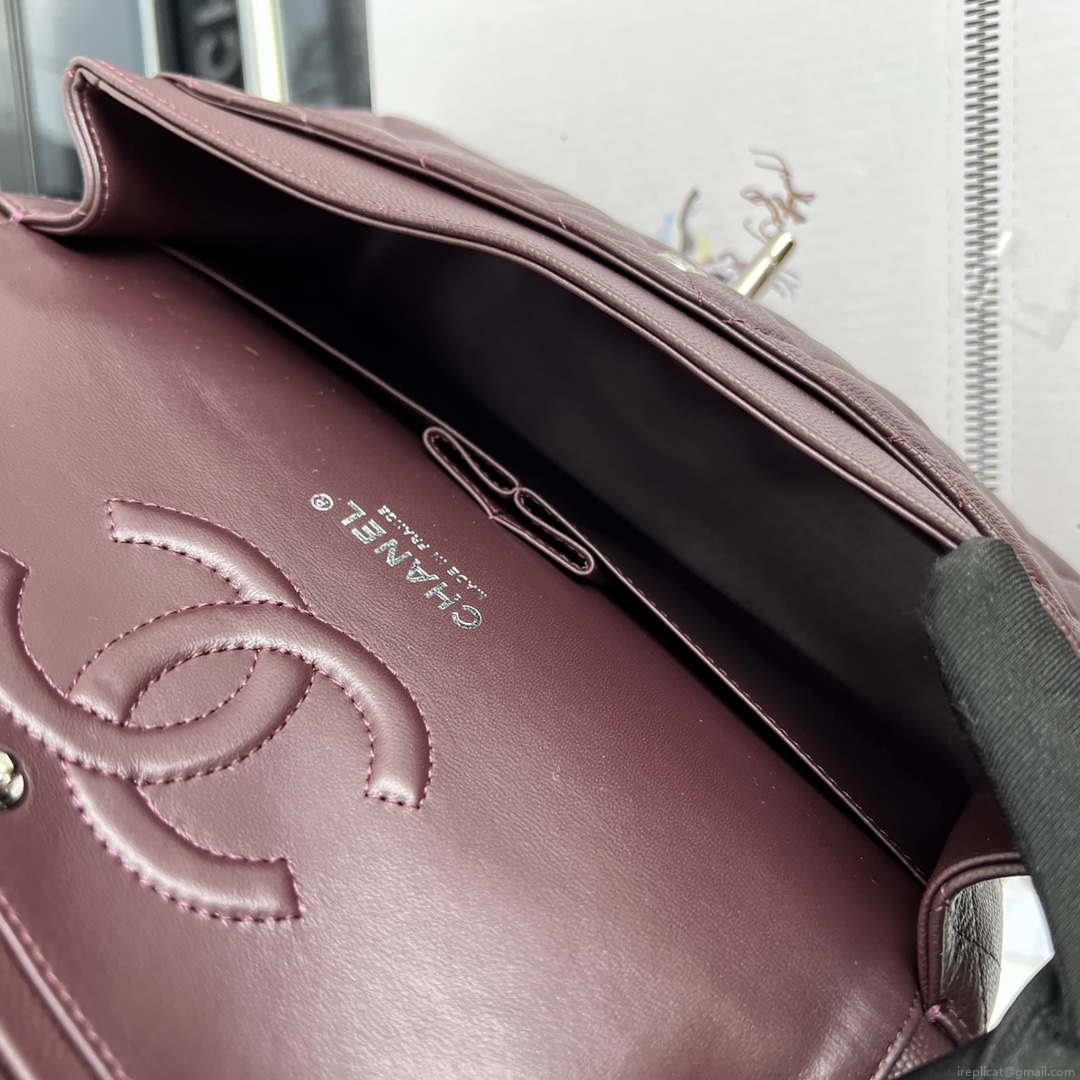 Chanel A01112 Flap Classic 11.12 Handbag Grained Calfskin & Silver-Tone Metal Dark Brown