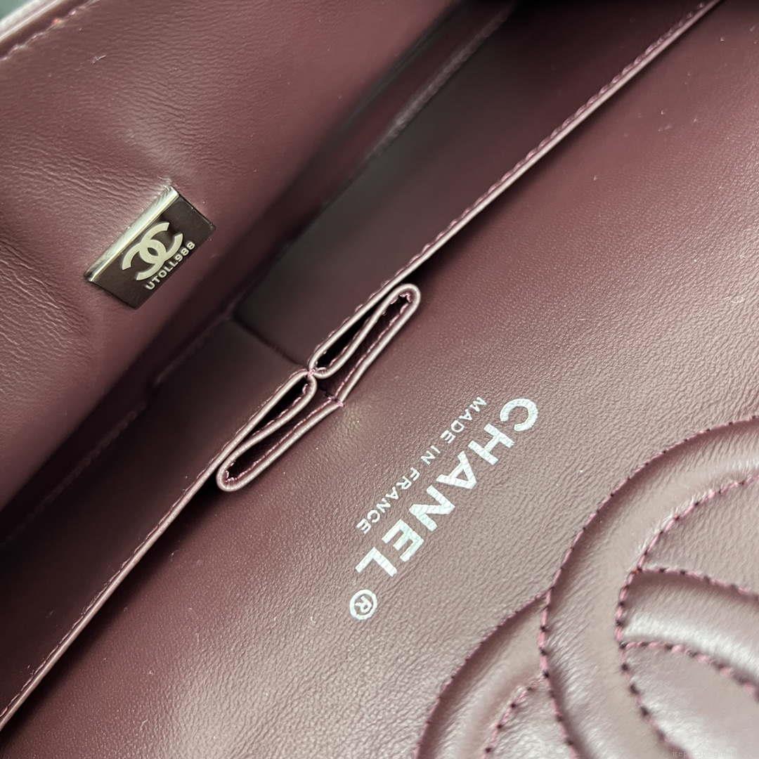 Chanel A01112 Flap Classic 11.12 Handbag Grained Calfskin & Silver-Tone Metal Dark Brown