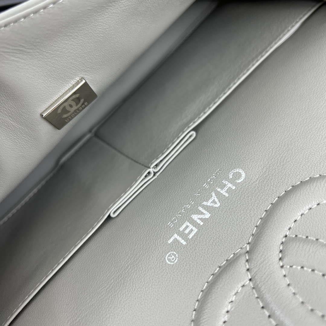 Chanel A01112 Flap Classic 11.12 Handbag Grained Calfskin & Silver-Tone Metal Gray