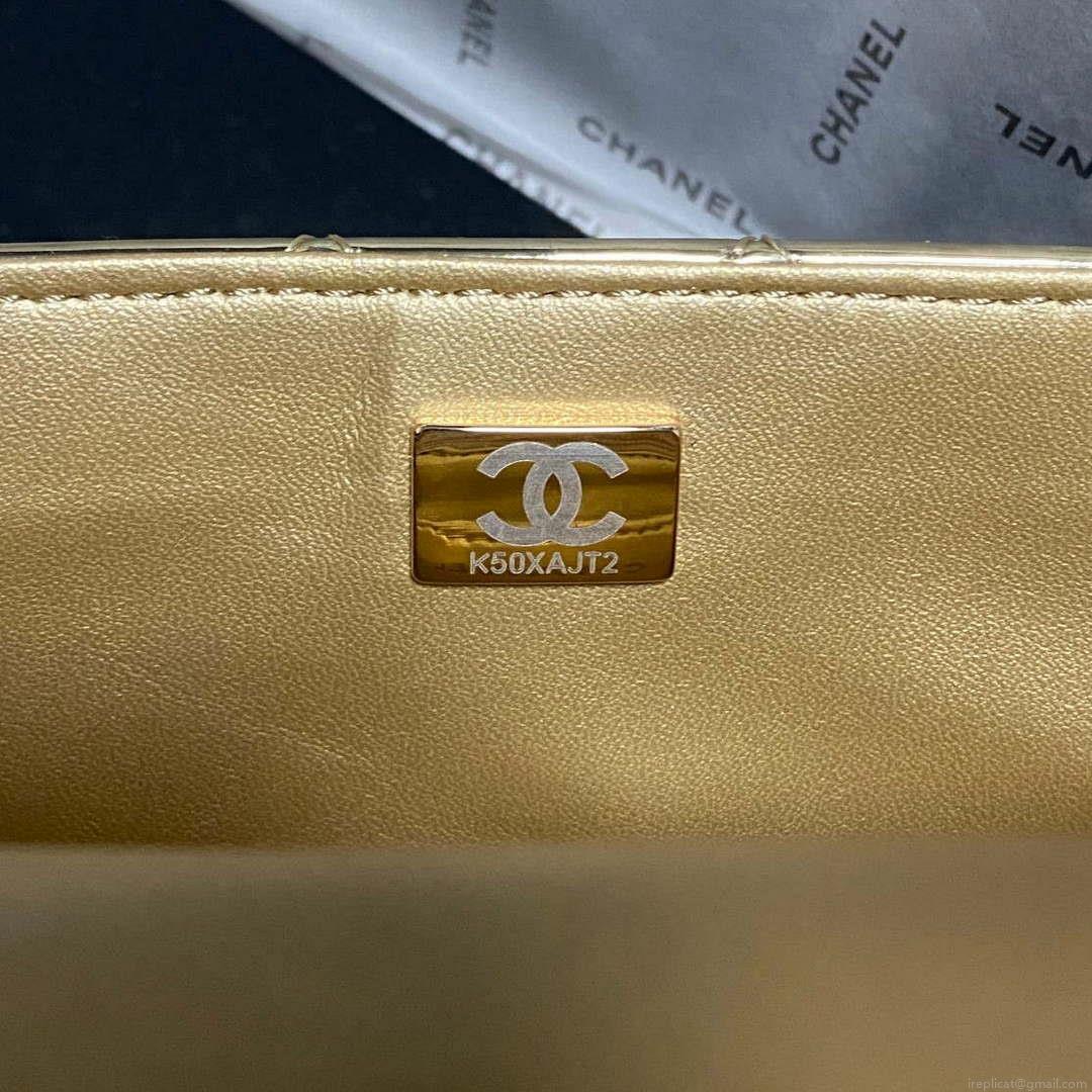 Chanel AS2431 Mini flap Mirror Calfskin Metallic Calfskin & Gold-Tone Metal Gold