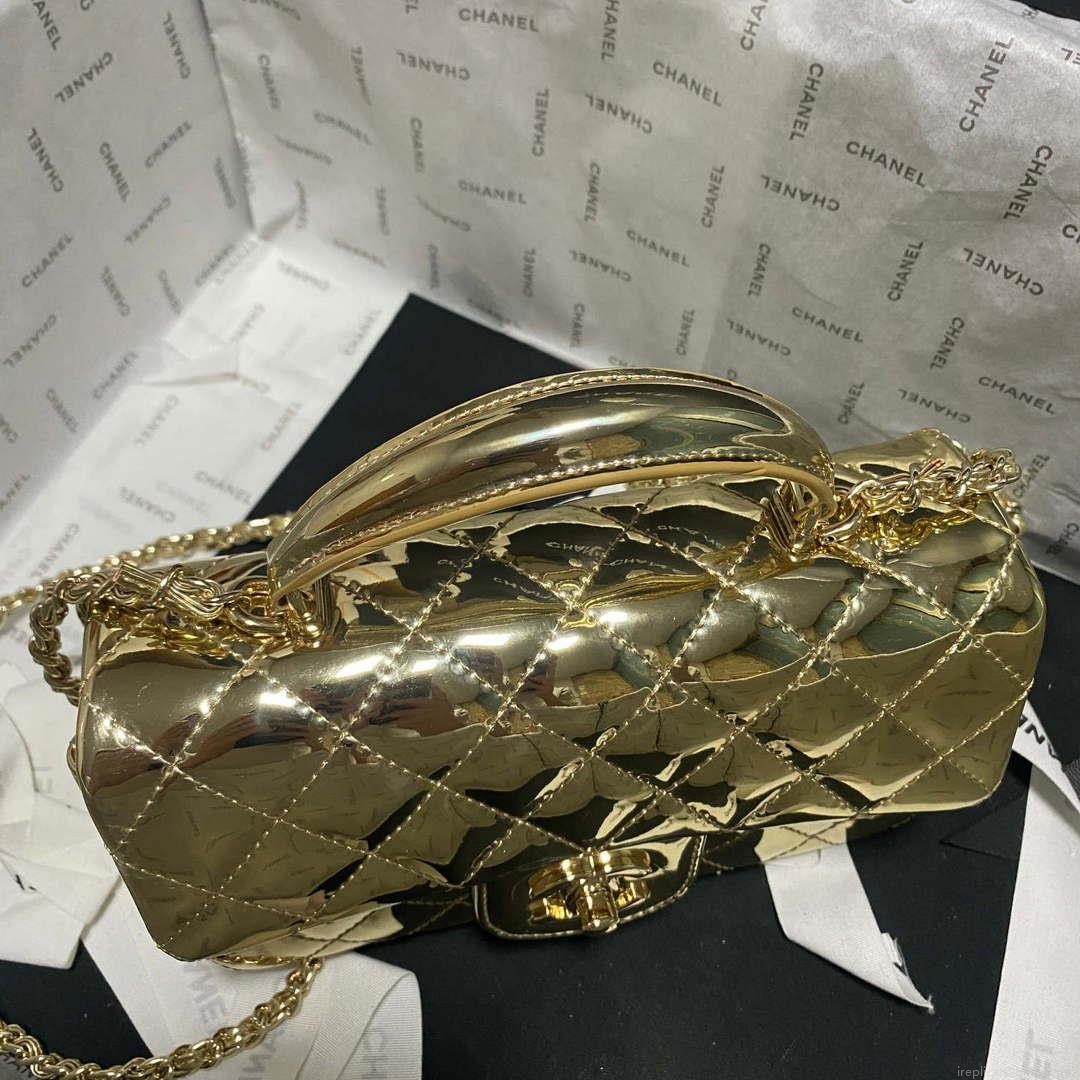 Chanel AS2431 Mini flap Mirror Calfskin Metallic Calfskin & Gold-Tone Metal Gold