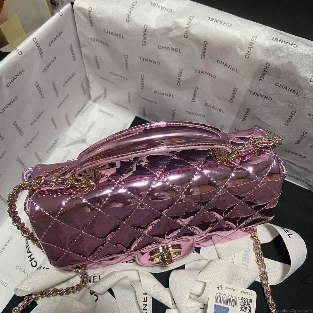 Chanel AS2431 Mini flap Mirror Calfskin Metallic Calfskin & Gold-Tone Metal Purple