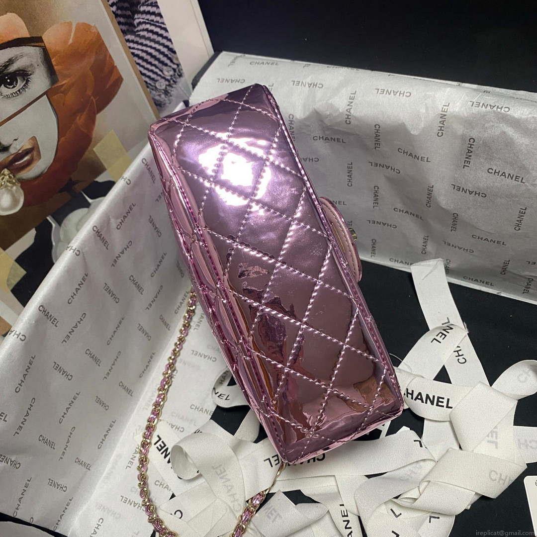 Chanel AS2431 Mini flap Mirror Calfskin Metallic Calfskin & Gold-Tone Metal Purple