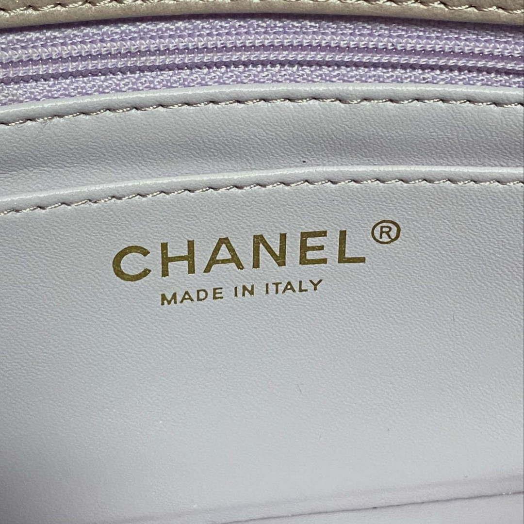 Chanel AS2431 Mini flap Mirror Calfskin Metallic Calfskin & Gold-Tone Metal Purple