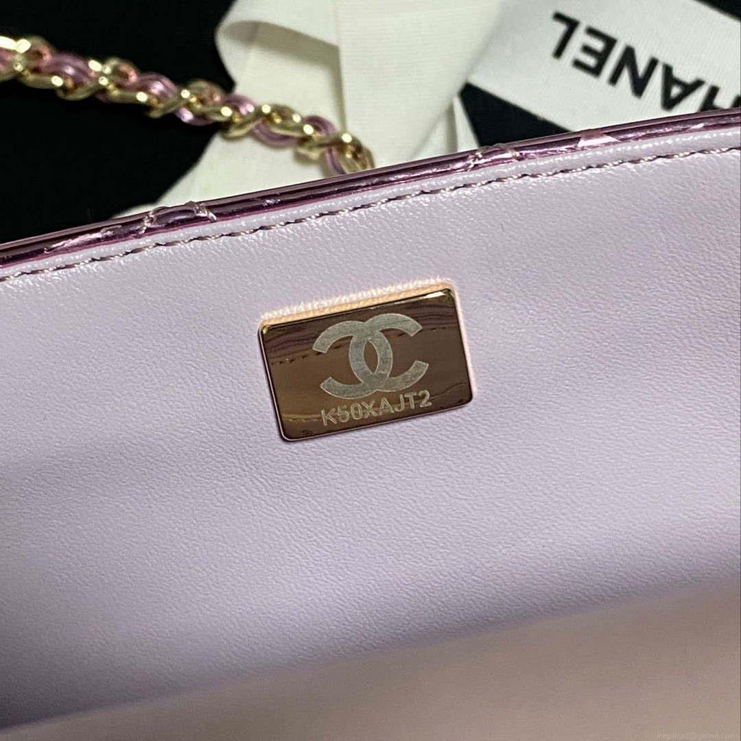 Chanel AS2431 Mini flap Mirror Calfskin Metallic Calfskin & Gold-Tone Metal Purple