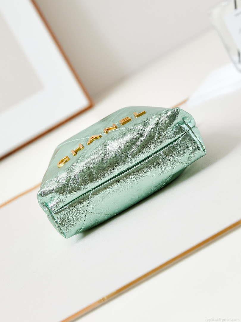 Chanel AS3980 22 Mini Handbag Fantasy color Calfskin & Gold-Tone Metal Green