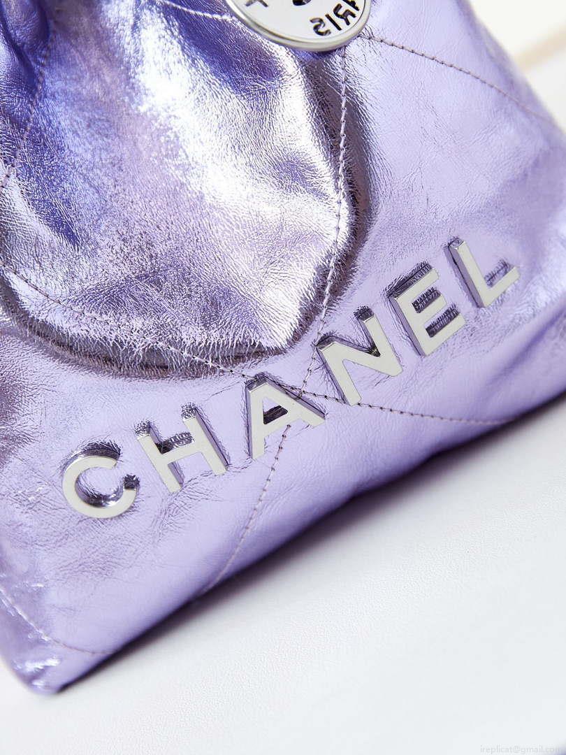 Chanel AS3980 22 Mini Handbag Fantasy color Calfskin & Gold-Tone Metal Purple