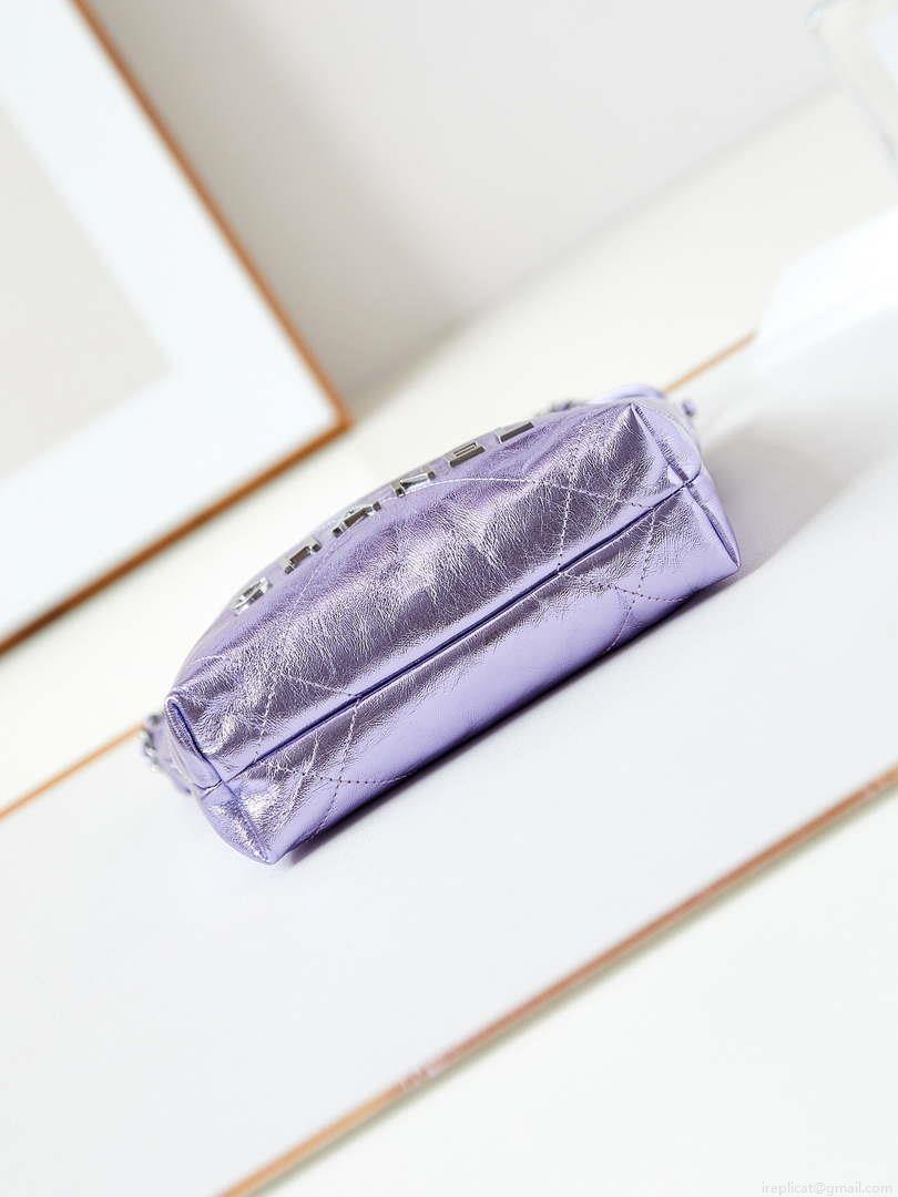 Chanel AS3980 22 Mini Handbag Fantasy color Calfskin & Gold-Tone Metal Purple