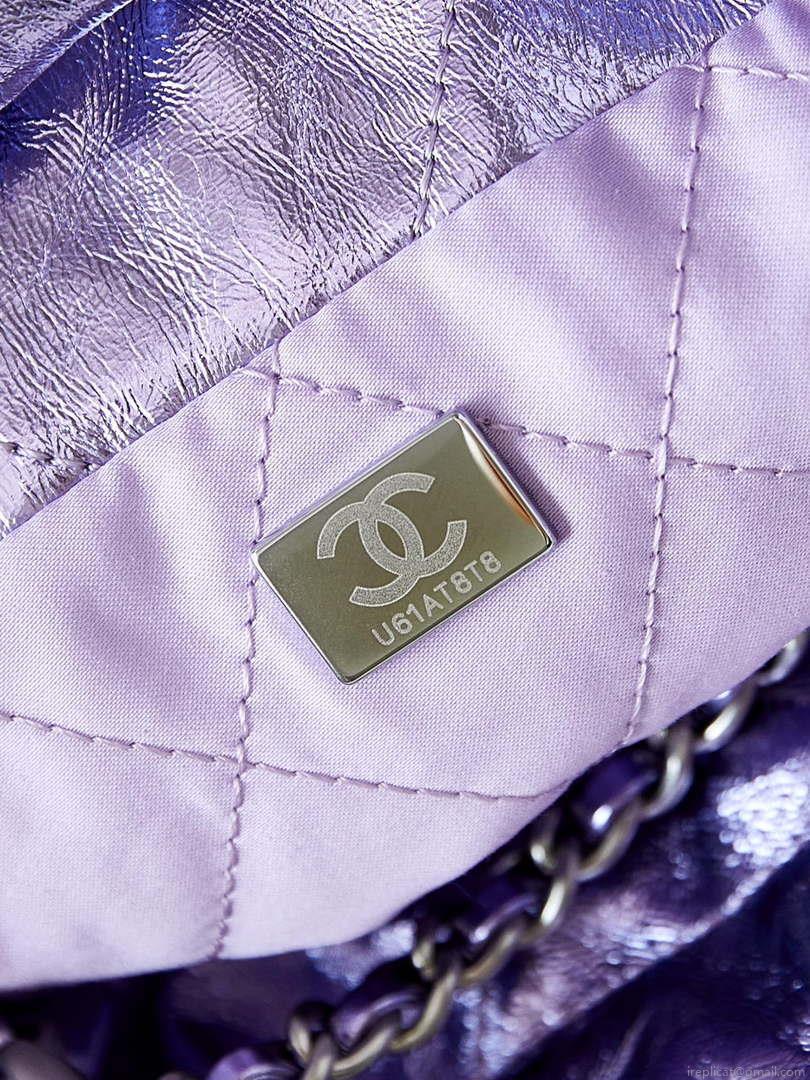 Chanel AS3980 22 Mini Handbag Fantasy color Calfskin & Gold-Tone Metal Purple