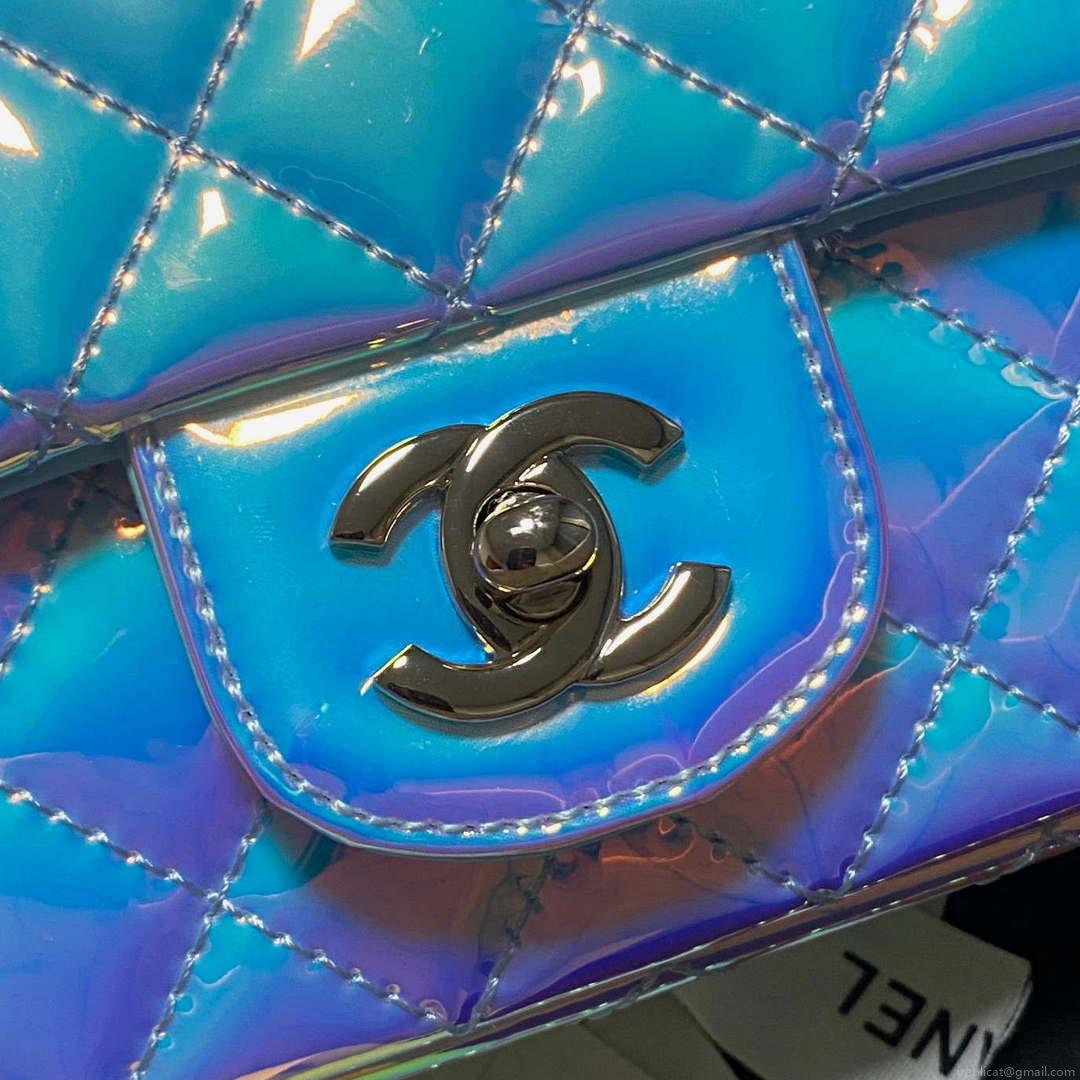 Chanel AS2431 Mini flap Fantasy Mirror Calfskin & Gold-Tone Metal Blue