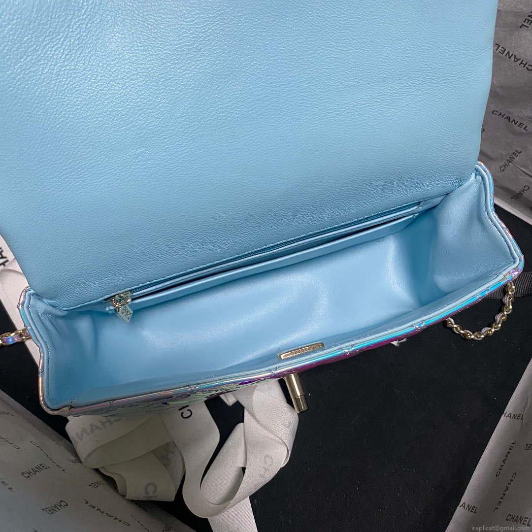Chanel AS2431 Mini flap Fantasy Mirror Calfskin & Gold-Tone Metal Blue