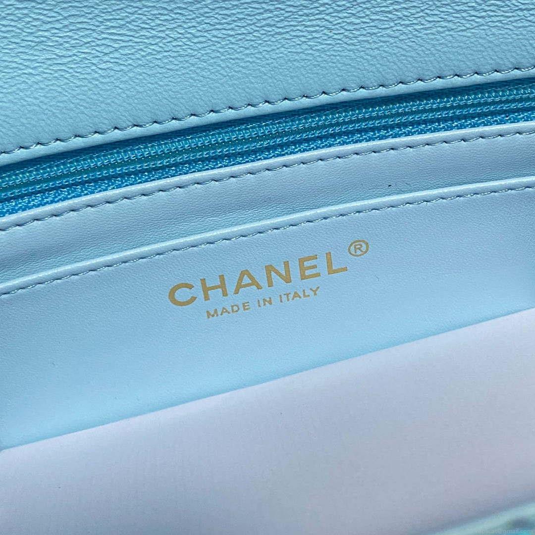 Chanel AS2431 Mini flap Fantasy Mirror Calfskin & Gold-Tone Metal Blue