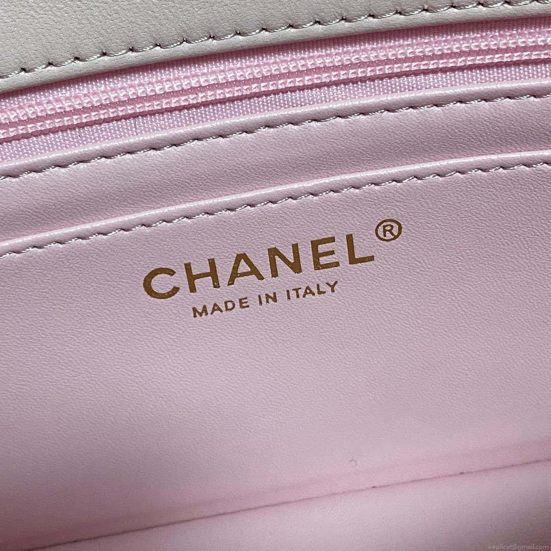 Chanel AS2431 Mini flap Fantasy Mirror Calfskin & Gold-Tone Metal Pink