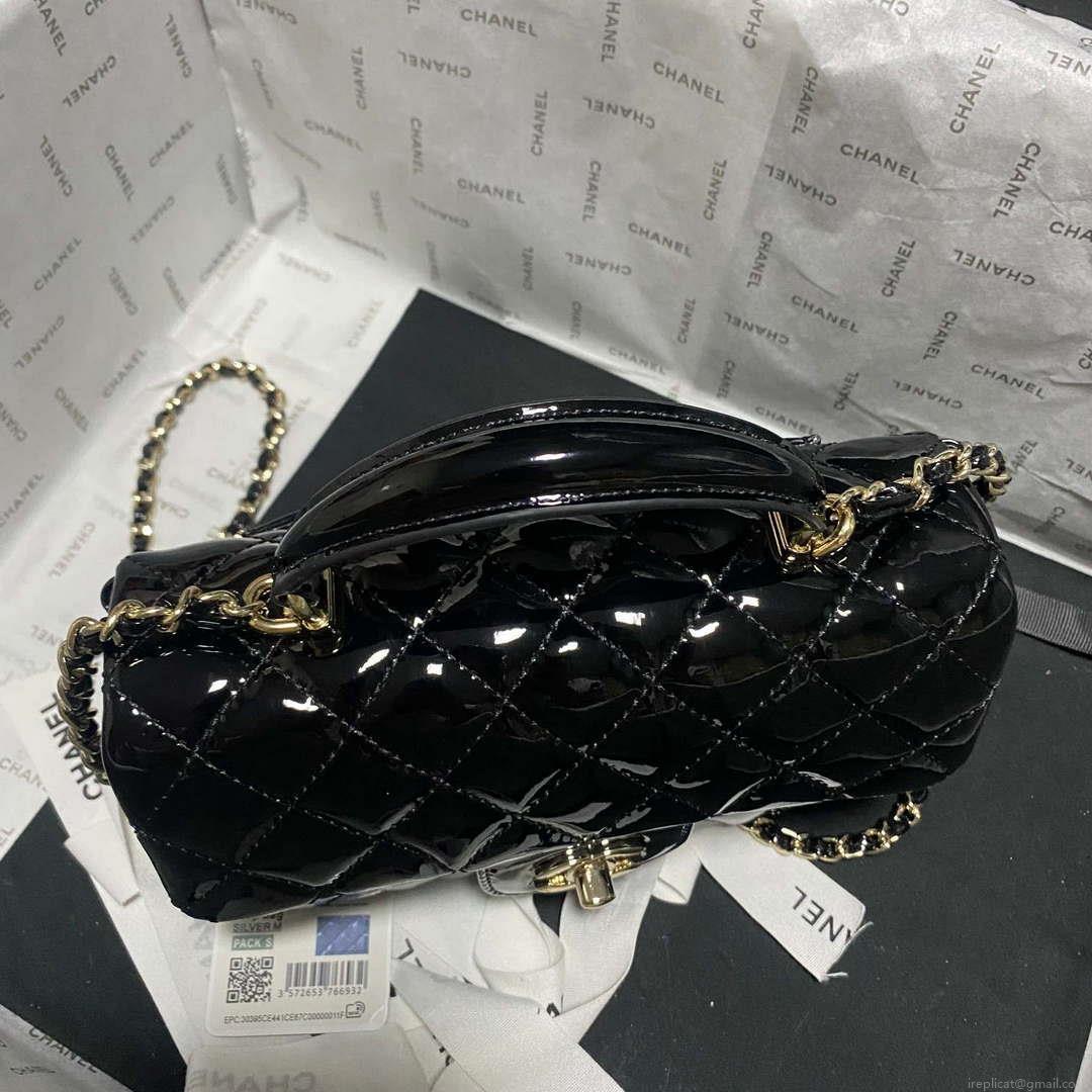 Chanel AS2431 Mini flap Mirror Calfskin & Gold-Tone Metal Black