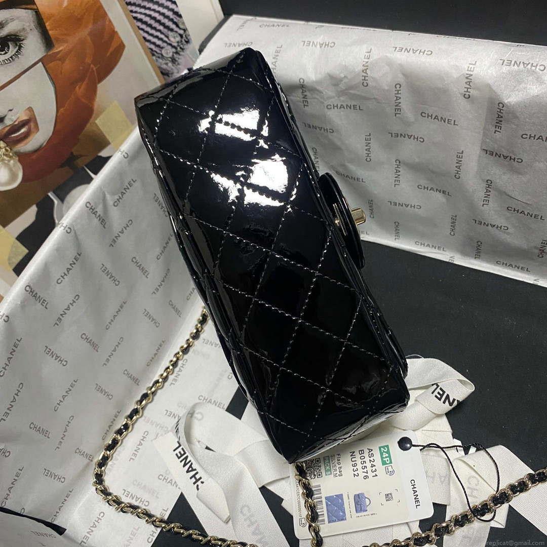 Chanel AS2431 Mini flap Mirror Calfskin & Gold-Tone Metal Black