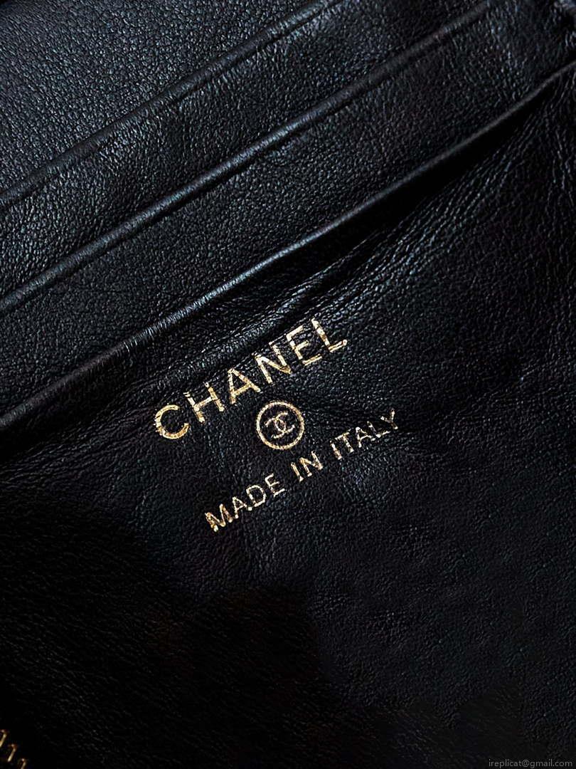 Chanel AP3784 Clutch With Chain Lambskin Vanity Box bag with Enamel buckle AP3231 Black