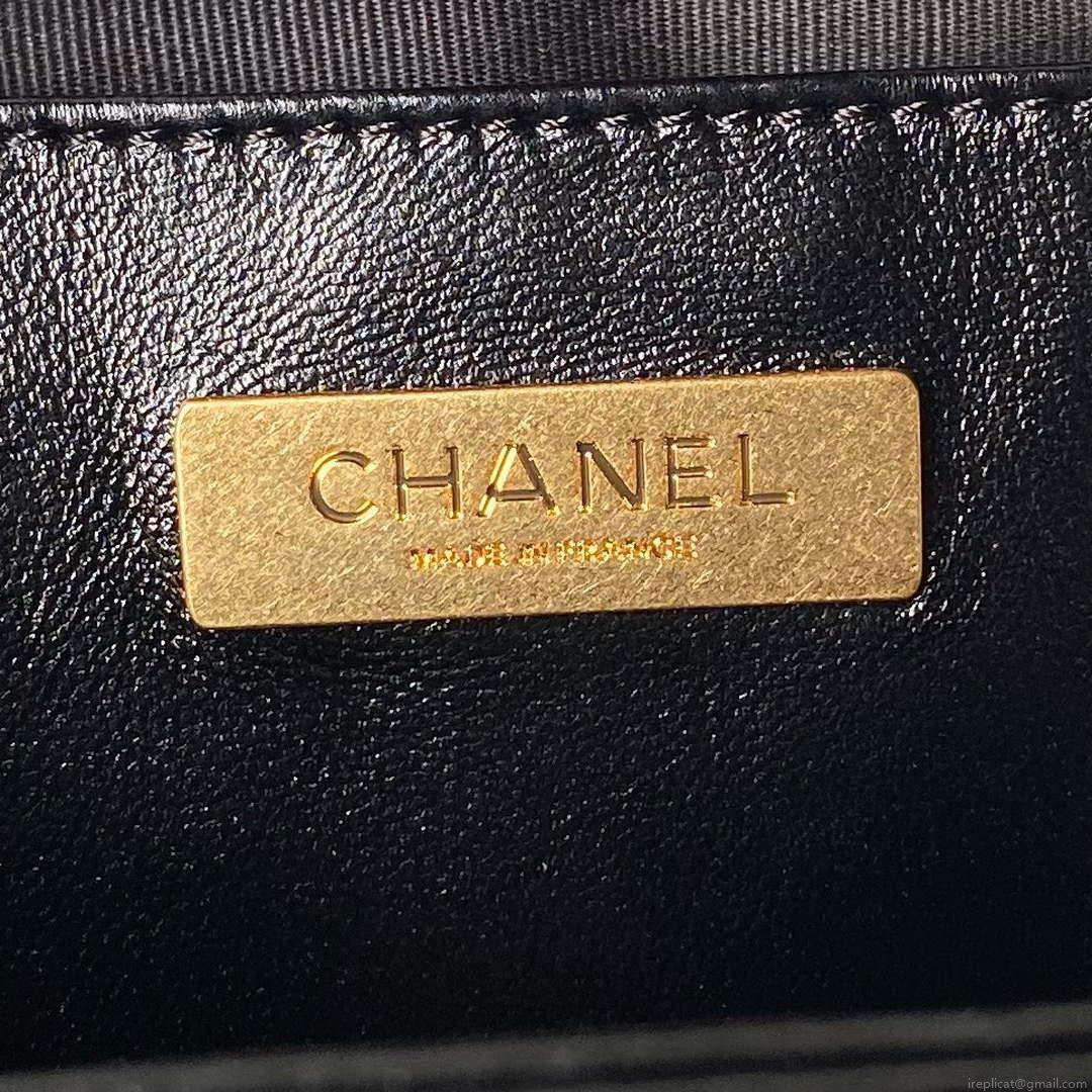 Chanel AS4958 Mini Flap bag With top handle Shiny Lambskin & Gold-Tone Metal Black
