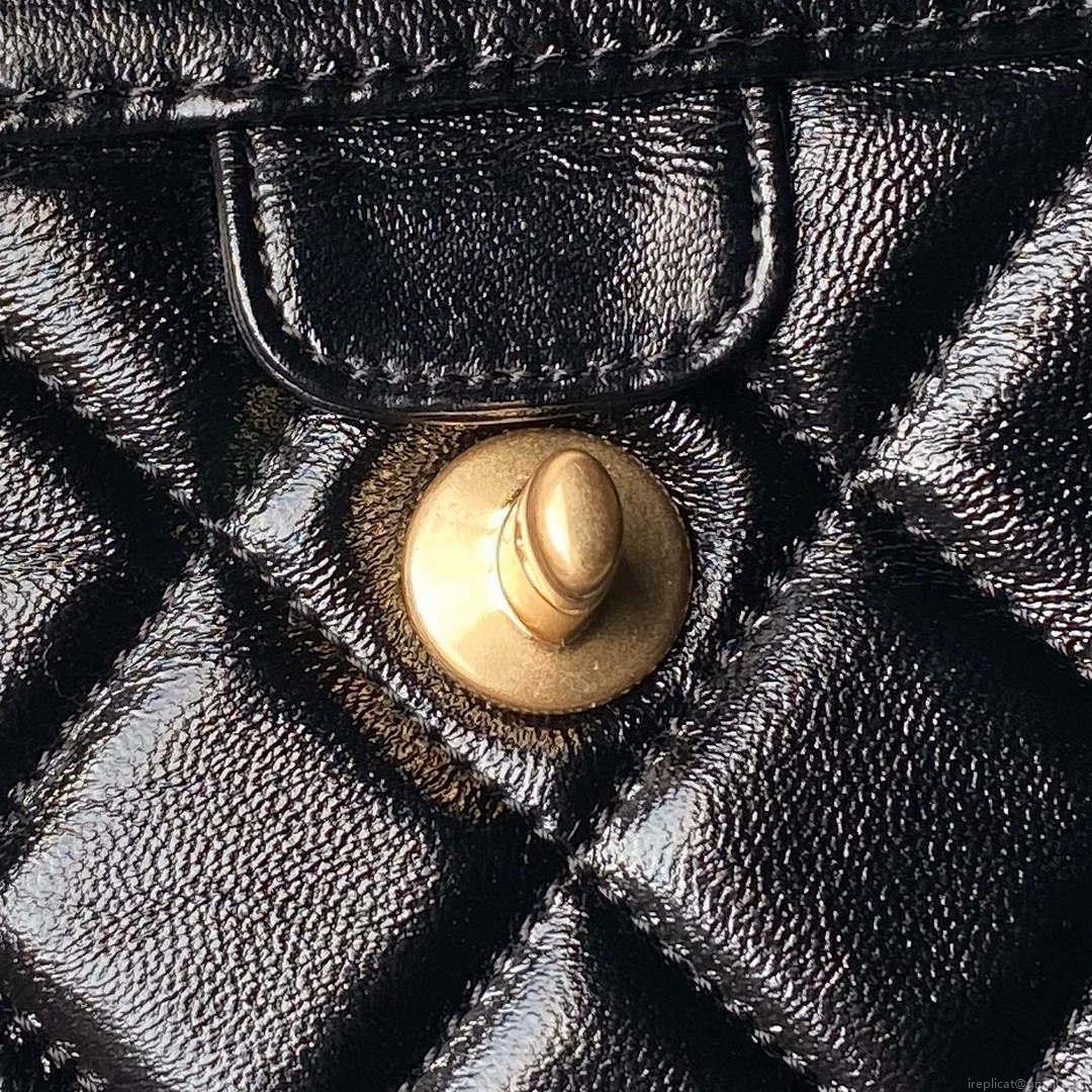 Chanel AS4958 Mini Flap bag With top handle Shiny Lambskin & Gold-Tone Metal Black