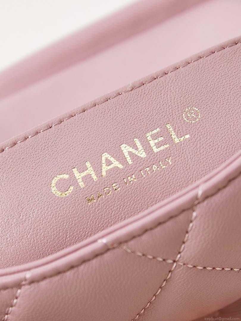 Chanel AS4986 Mini Flap bag Shiny Lambskin Imitation Pearls & Gold-Tone Metal Pink