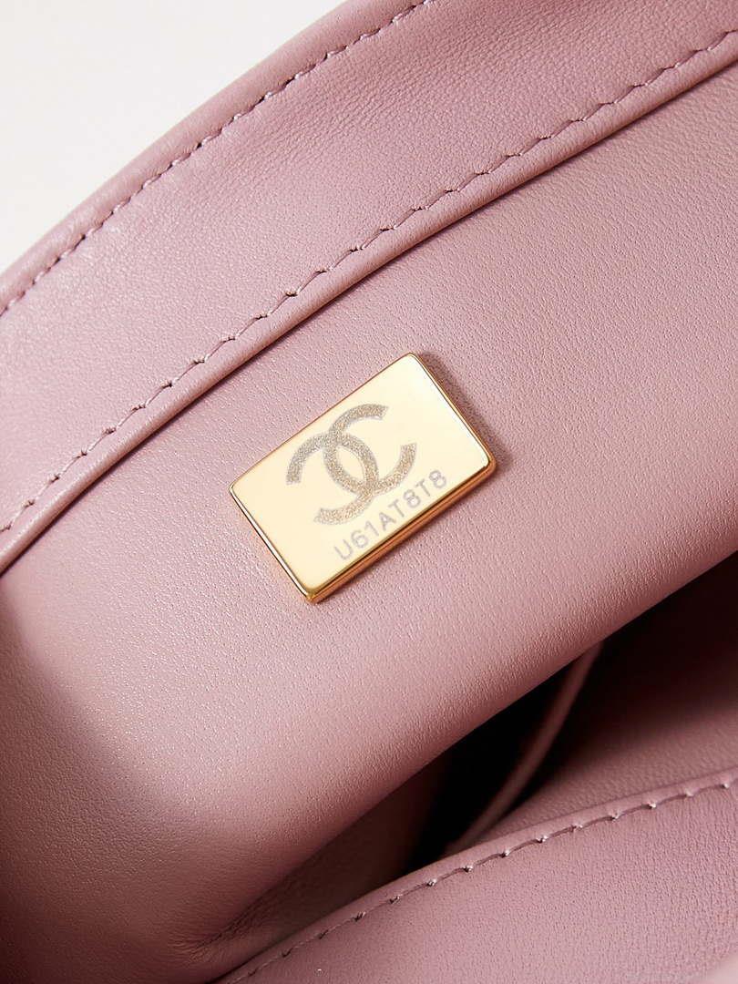 Chanel AS4986 Mini Flap bag Shiny Lambskin Imitation Pearls & Gold-Tone Metal Pink