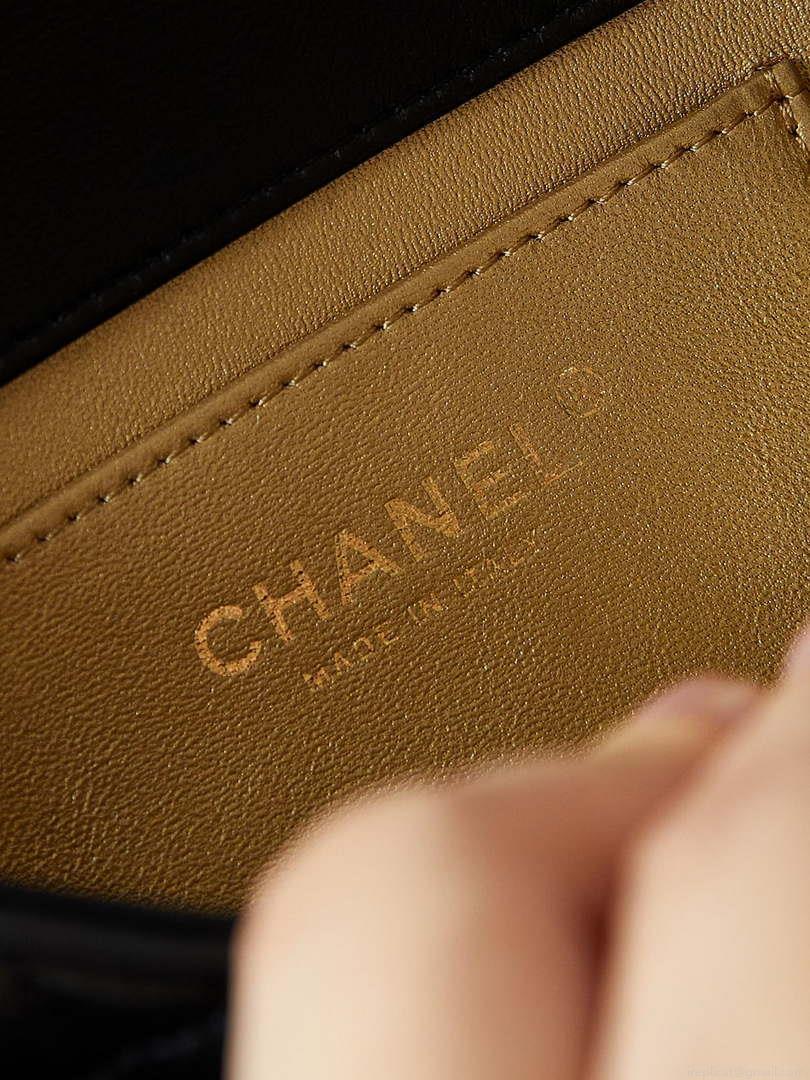Chanel AS4986 Mini Flap bag Shiny Lambskin Imitation Pearls & Gold-Tone Metal Black