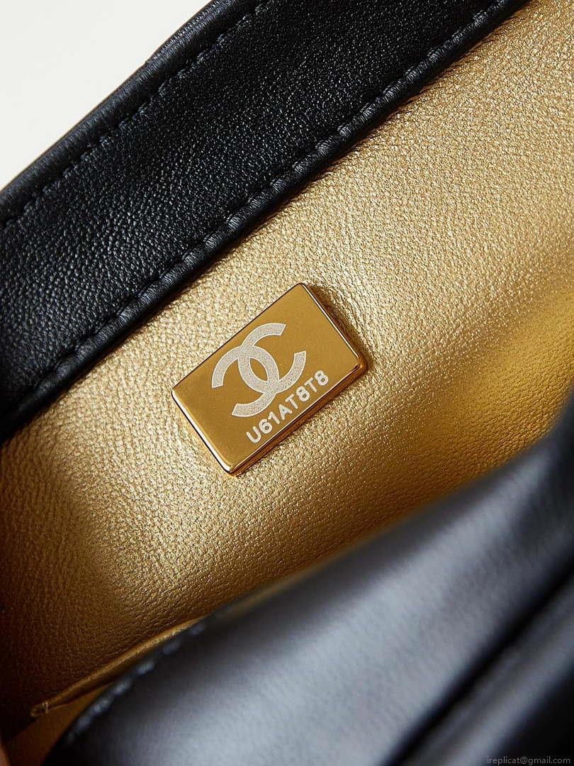 Chanel AS4986 Mini Flap bag Shiny Lambskin Imitation Pearls & Gold-Tone Metal Black