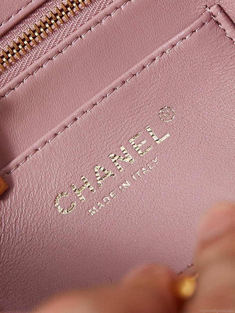 Chanel AS5011 Flap bag Shiny Lambskin Imitation Pearls & Gold-Tone Metal Pink