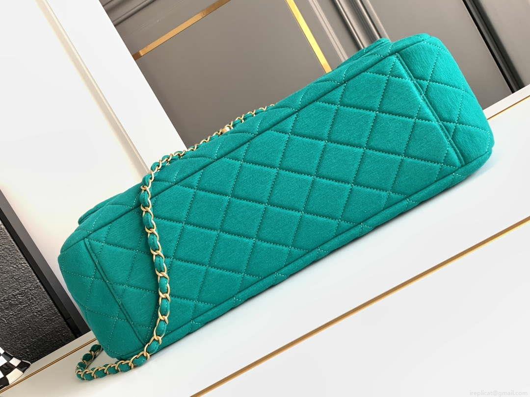 Chanel AS4661 Flap Bag CF Airport Calfskin & Gold-Tone Metal Green