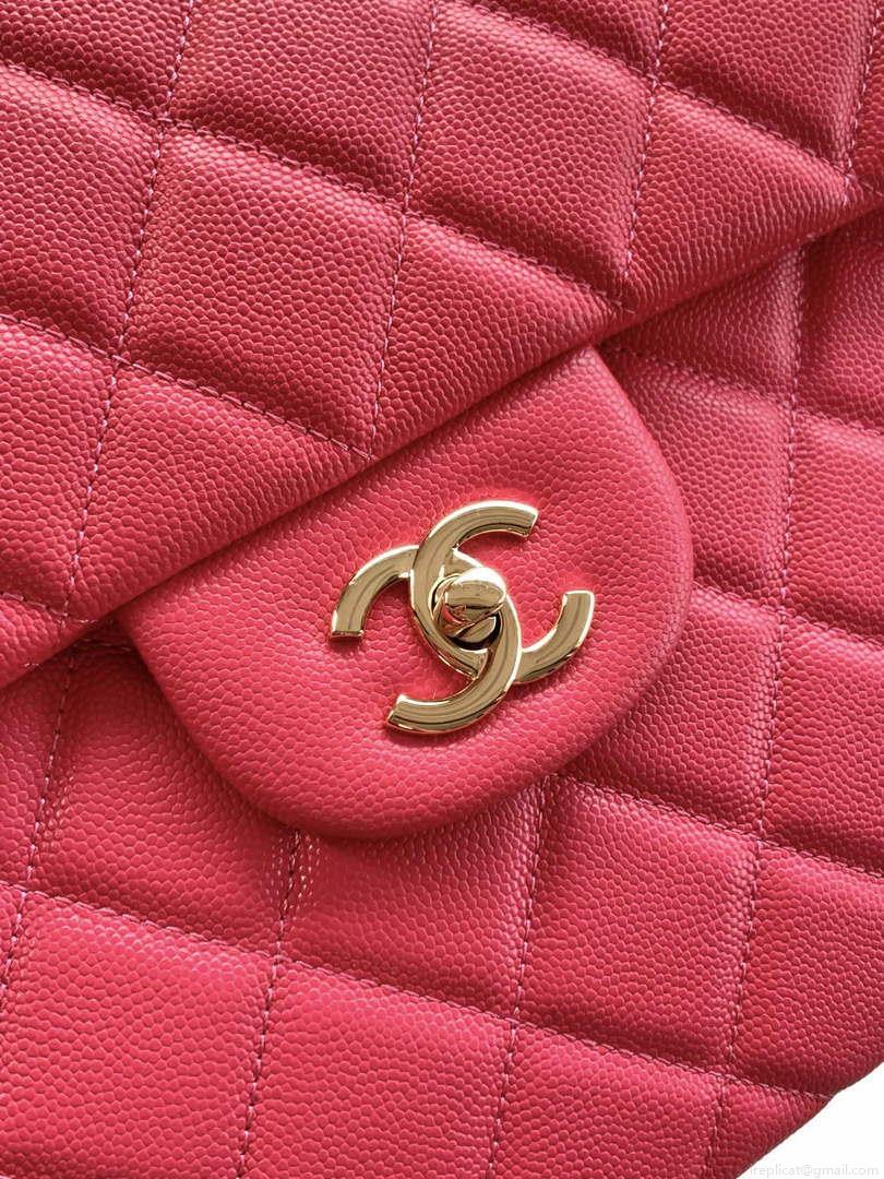 Chanel AS4661 Flap Bag CF Airport Calfskin & Gold-Tone Metal Rose Red